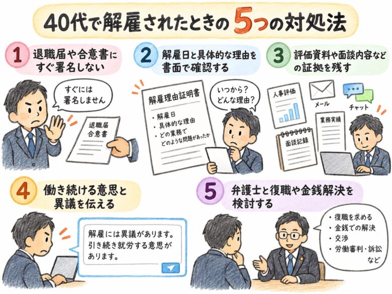 ３　４０代で解雇されたときの対処法５つ